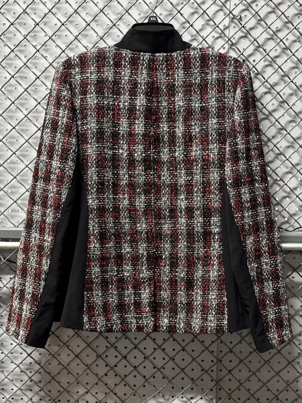 Lane Bryant Black and Burgundy Tweed Open-Front Blazer - Picture 4 of 6